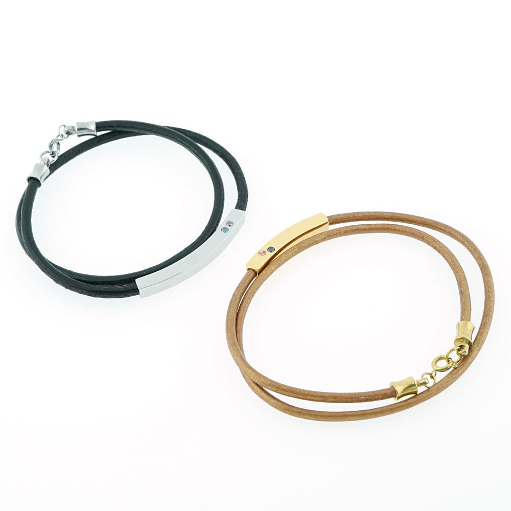 Alavel 選べる 革 レザー 誕生石 2連 ブレスレット ペア販売 ABYレザー 2.5mm APZ4040