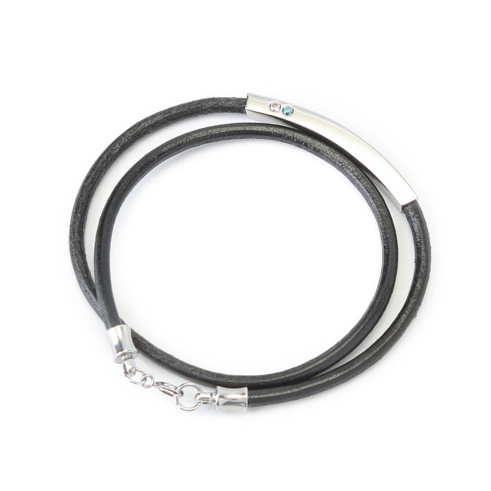 Alavel 選べる 革 レザー 誕生石 2連 ブレスレット 単品販売 ABYレザー 2.5mm APZ4040