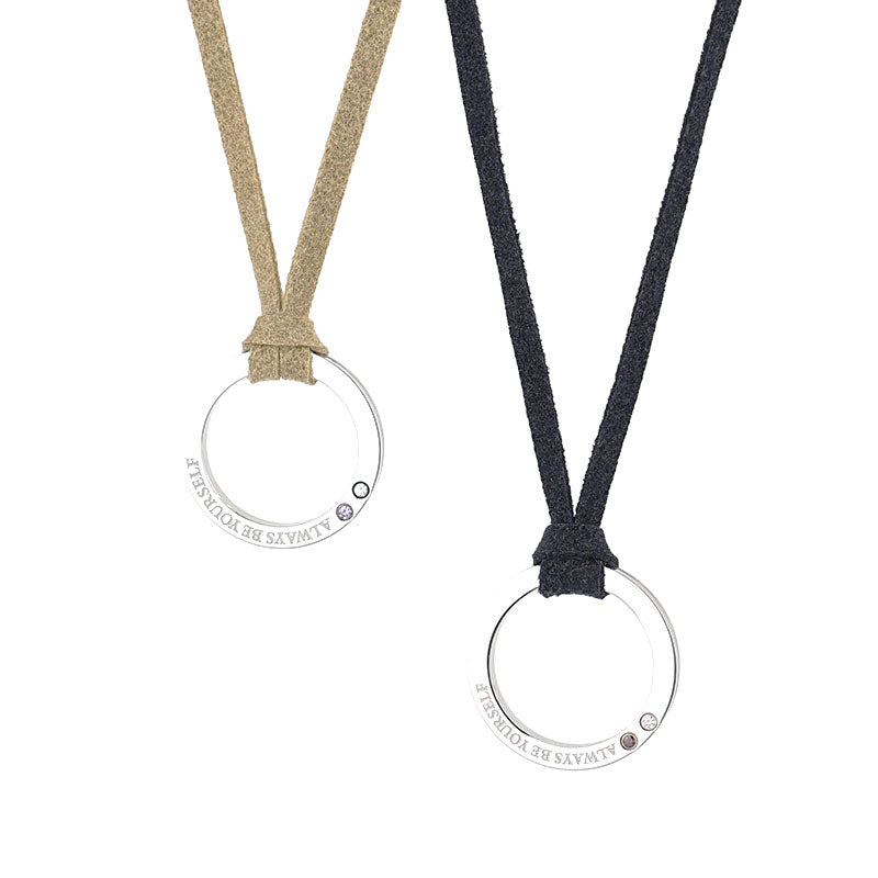 Alavel 選べる 革 レザー 誕生石 フェイク スエード リング ネックレス ペア販売 ABY APZ0515-SH