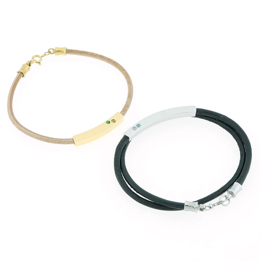 Alavel 選べる 革 レザー 誕生石 1連 2連 ブレスレット ペア販売 ABYレザー 2.5mm APZ4038